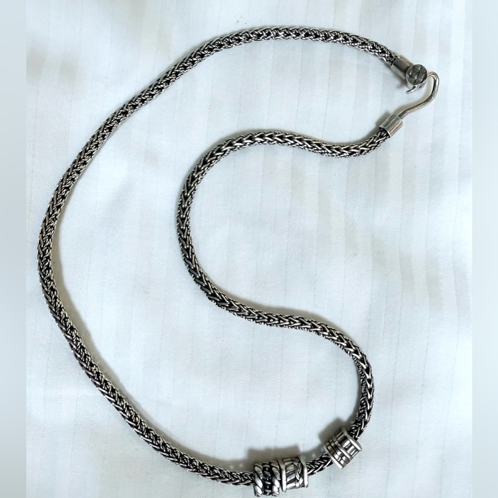 Silver-Tone Braided Choker Necklace